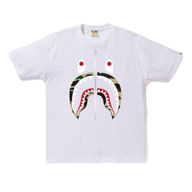 A Bathing Ape 1st Camo Shark Tee - White/Yellow Camo
