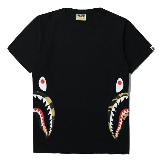 A Bathing Ape Side Shark Tee - Black/Yellow Camo Bape