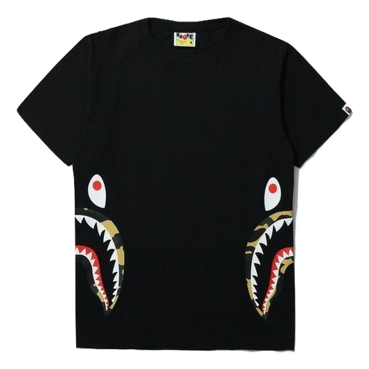 A Bathing Ape Side Shark Tee - Black/Yellow Camo Bape