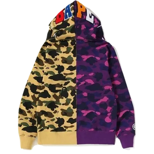 A Bathing Ape 1st x Color Camo 2nd Ape Half Full Zip Hoodie - Yellow/Purple Bape