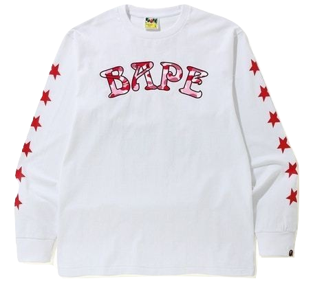 A Bathing Ape ABC Camo Long Sleeve - White/Pink Bape
