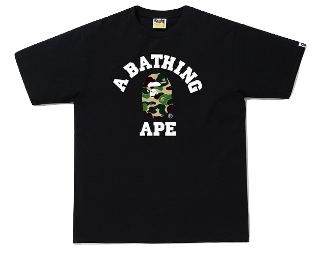 A Bathing Ape ABC College Tee - Black/ ABC Green Camo Bape