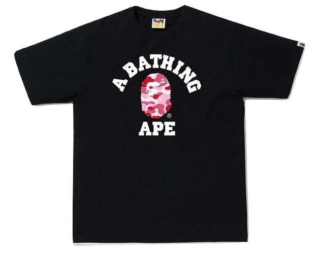 A Bathing Ape ABC College Tee - Black/ ABC Pink Camo Bape