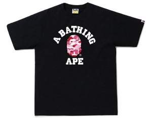 A Bathing Ape ABC College Tee - Black/ ABC Pink Camo