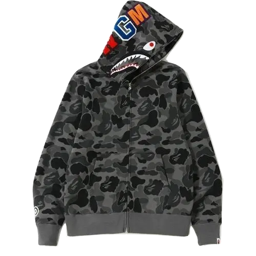 A Bathing Ape ABC Camo Shark Full Zip Hoodie - Black - Used Bape