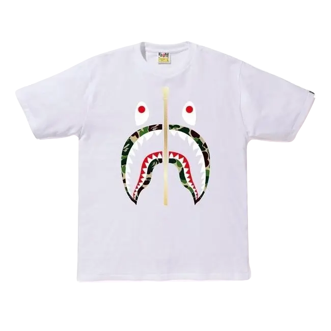 A Bathing Ape ABC Gold Zip Shark Tee - White Bape
