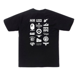 A Bathing Ape Bicolor Multi Logo Tee - Black Bape