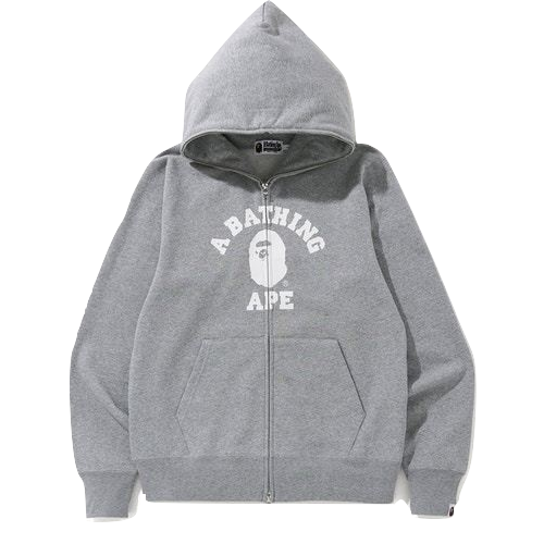 A Bathing Ape College Full Zip Hoodie - Grey Bape