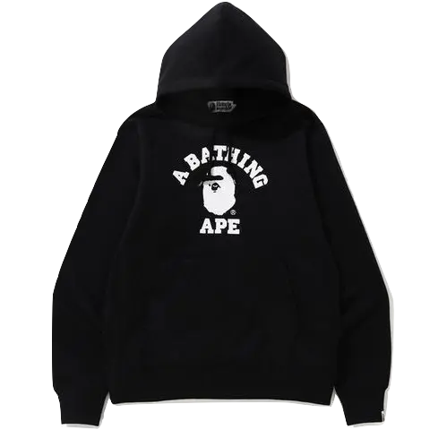 A Bathing Ape College Heavy Weight Pullover Hoodie - Black/White Bape