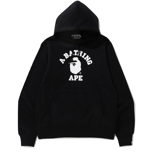 A Bathing Ape College Heavy Weight Pullover Hoodie - Black/White