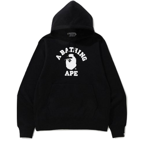 A Bathing Ape College Heavy Weight Pullover Hoodie - Black/White