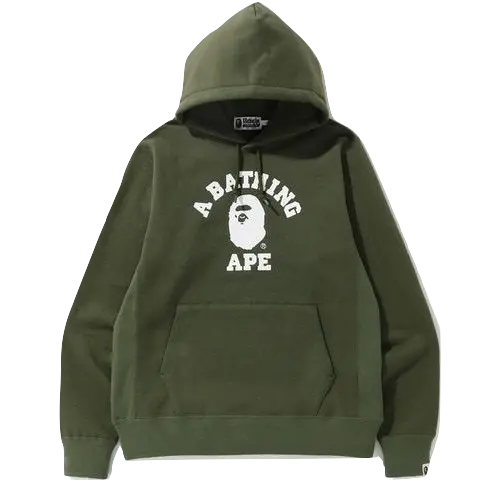 A Bathing Ape College Heavy Weight Pullover Hoodie - Olive Bape