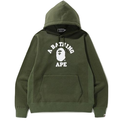 A Bathing Ape College Heavy Weight Pullover Hoodie - Olive