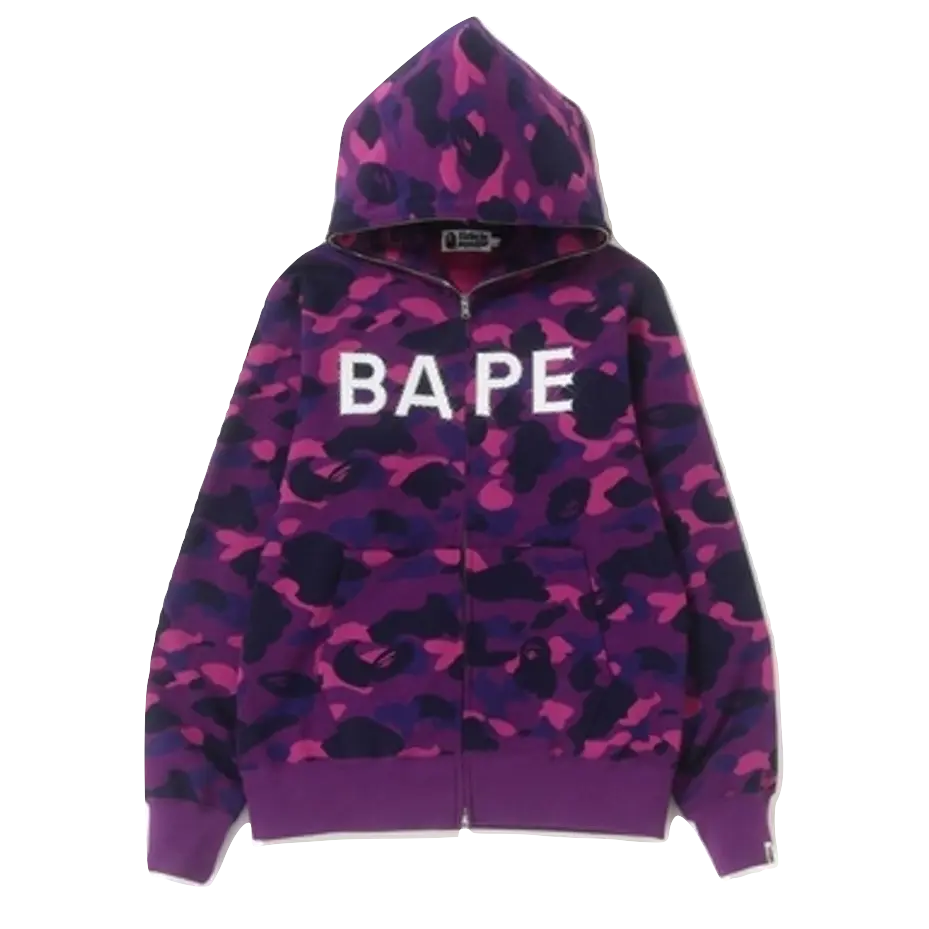 A Bathing Ape Color Camo Swarovski Full Zip Hoodie - Purple Bape