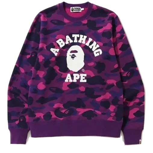 A Bathing Ape Color Camo Crewneck - Purple Camo - Used Bape