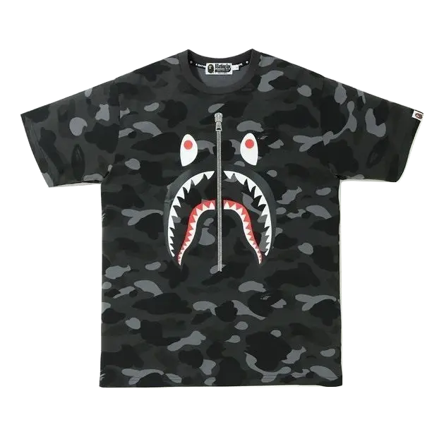 A Bathing Ape Color Camo Shark Tee - Black Bape