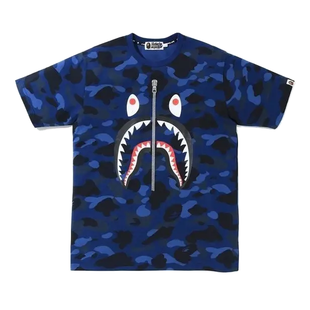 A Bathing Ape Color Camo Shark Tee - Blue Bape