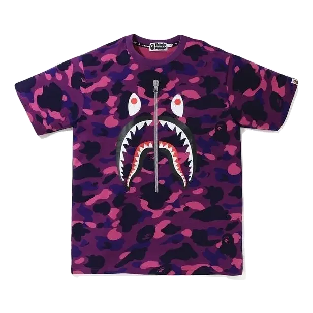 A Bathing Ape Color Camo Shark Tee - Purple Bape