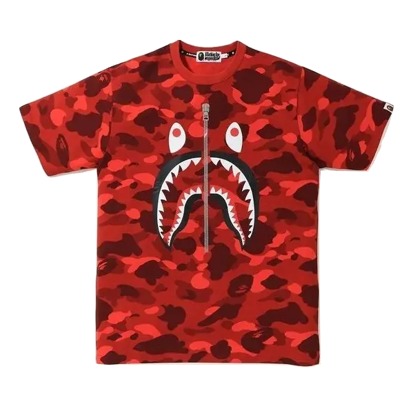 A Bathing Ape Color Camo Shark Tee - Red Bape