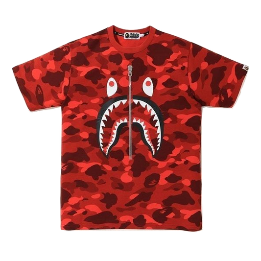 A Bathing Ape Color Camo Shark Tee - Red