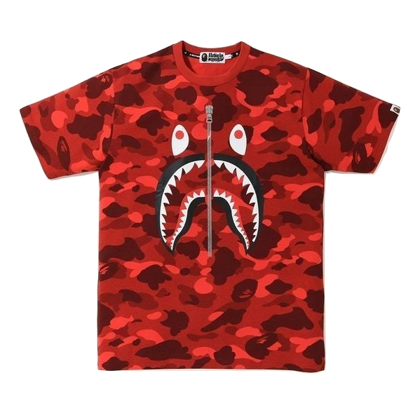 A Bathing Ape Color Camo Shark Tee - Red