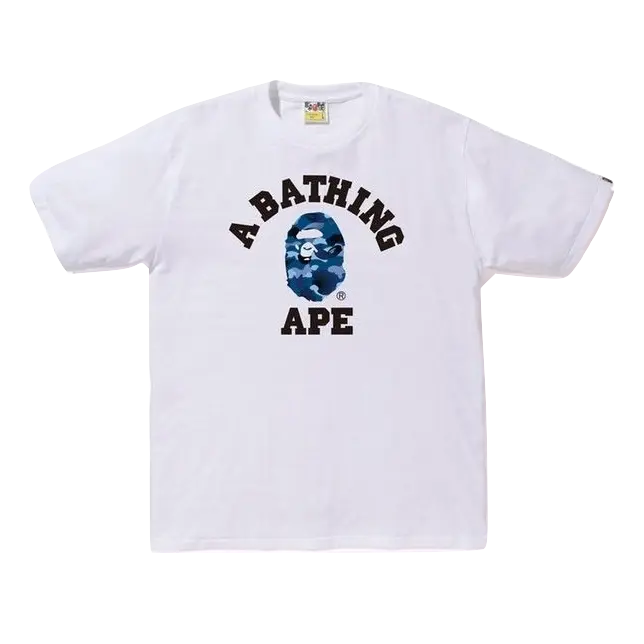 A Bathing Ape Gradation Camo College Tee - White/Blue Bape
