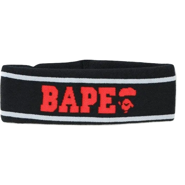 A Bathing Ape Logo Headband - Black/Red Bape