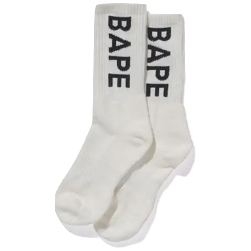 A Bathing Ape Premium Summer Bag Logo Socks (SS19) - White Bape