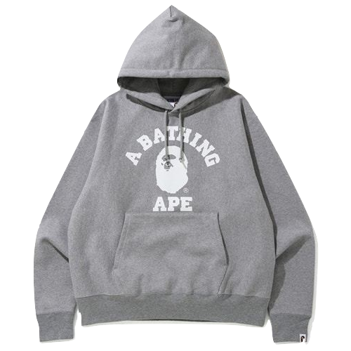 A Bathing Ape Relaxed Classic College Pull Over Hoodie - Grey