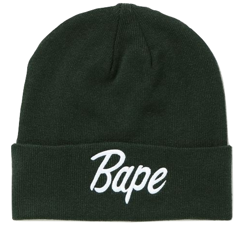 A Bathing Ape Bape Knit Cap Script Beanie - Green
