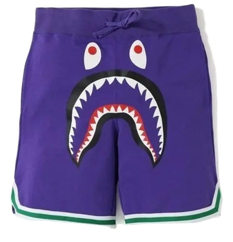 A Bathing Ape Shark Basketball Sweat Shorts - Purple Bape