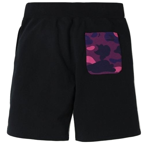 A Bathing Ape Shark Sweat Shorts - Black/Purple Camo - Used Bape