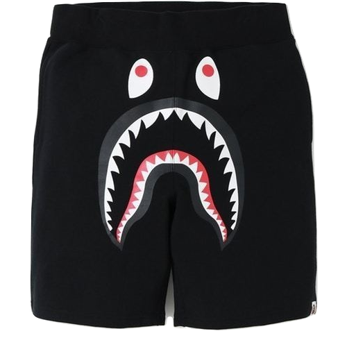 A Bathing Ape Shark Sweat Shorts - Black/Purple Camo - Used Bape
