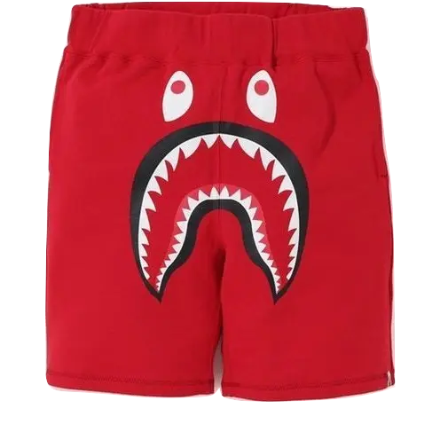 A Bathing Ape Shark Sweat Shorts - Red/Red Camo Bape