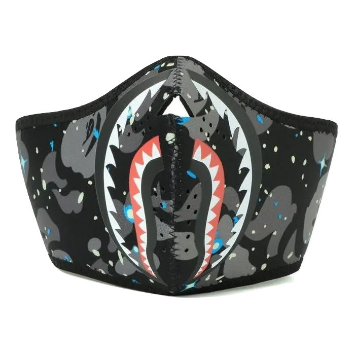 A Bathing Ape Space Camo Shark Mask - Black - Used Bape