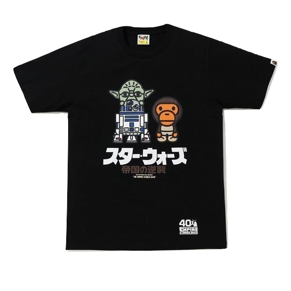 A Bathing Ape X Star Wars Baby Milo & Yoda Tee - Black Bape