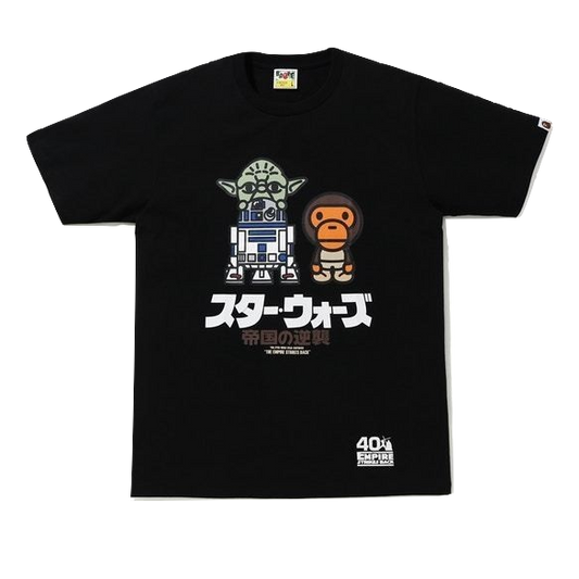 A Bathing Ape X Star Wars Baby Milo & Yoda Tee - Black Bape