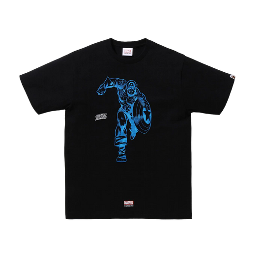 A Bathing Ape x Marvel Comics Captain America Tee - Black Bape