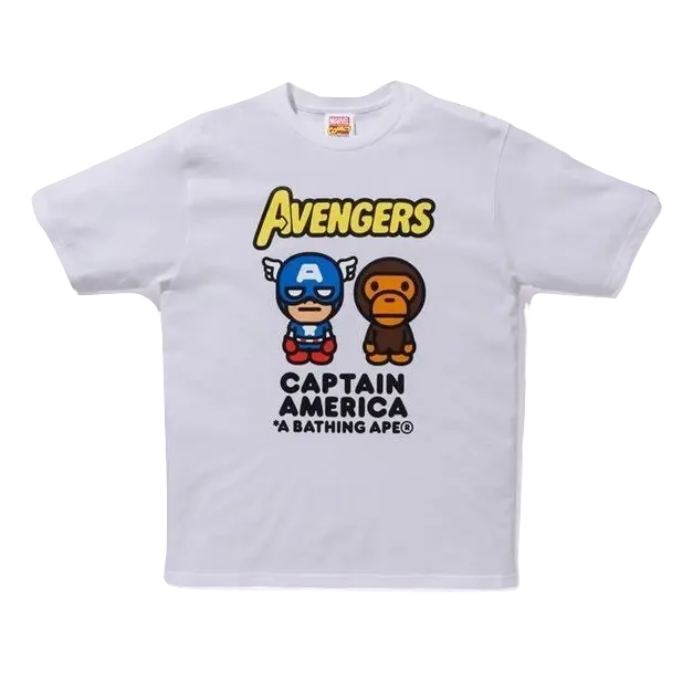 A Bathing Ape x Marvel Milo Captain America Tee - White Bape