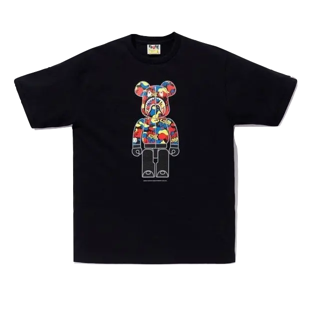 A Bathing Ape Medicom Toy Camo Bear Tee - Black/Multicolor Bape