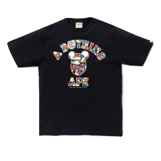 A Bathing Ape x Medicom Toy Camo College Tee  - Black/Multicolor Bape