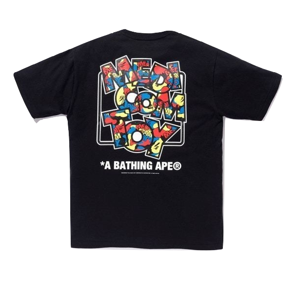 A Bathing Ape x Medicom Toy Camo Logo Tee - Black - Used Bape