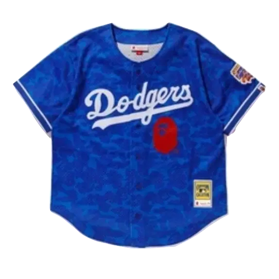 Bape x Mitchell & Ness Dodgers Jersey - Blue Bape