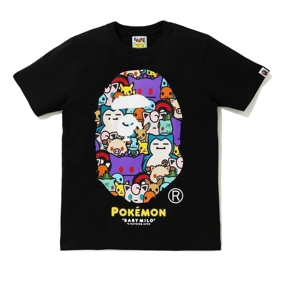 A Bathing Ape X Pokemon Ape Head Pokemon Ladies Tee - Black Bape