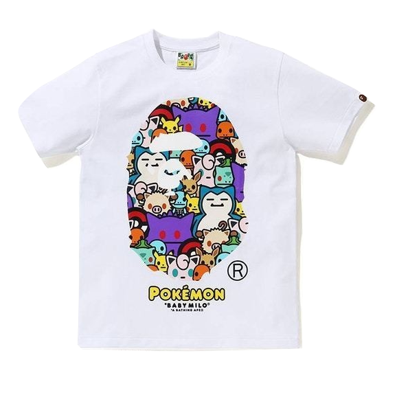 A Bathing Ape X Pokemon Ape Head Pokemon Ladies Tee - White Bape