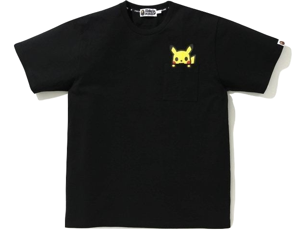 A Bathing Ape X Pokemon Pikachu Pocket Tee - Black Bape