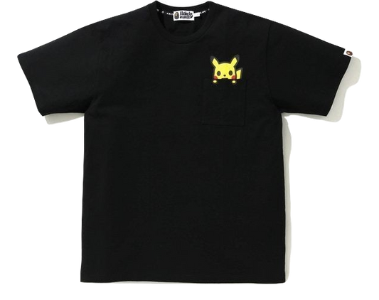 A Bathing Ape X Pokemon Pikachu Pocket Tee - Black Bape