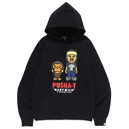A Bathing Ape x Pusha T Baby Milo Pullover Hoodie - Black Bape
