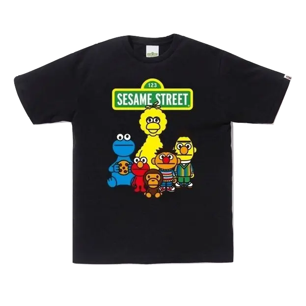 A Bathing Ape x Sesame Street Characters Tee #1 - Black Bape