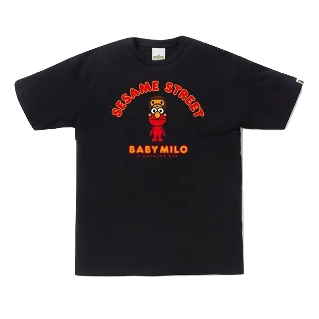 A Bathing Ape x Sesame Street Milo & Elmo Tee - Black Bape